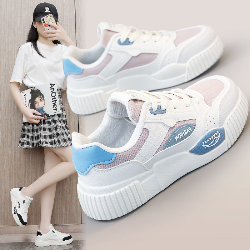 Damen modische Sneakers mit erhöhtem Sohlenprofil und sportivem Design EB