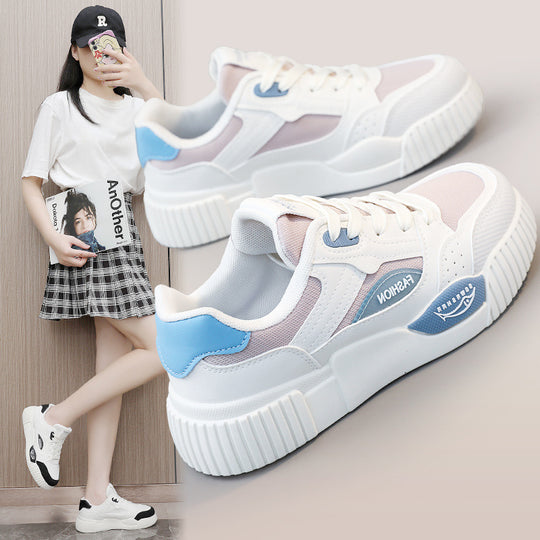 Damen modische Sneakers mit erhöhtem Sohlenprofil und sportivem Design EB