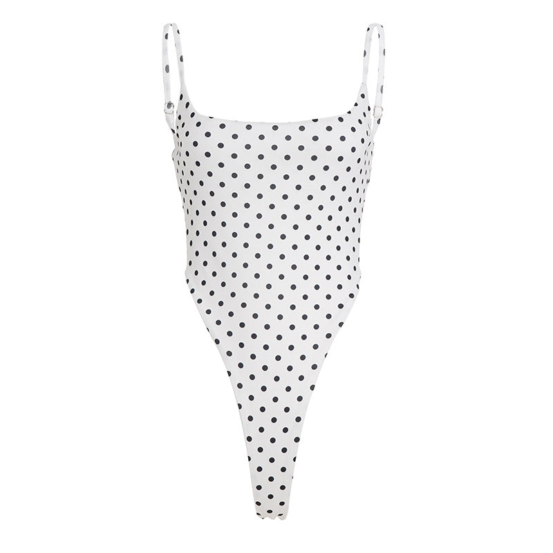 Damen Badeanzug mit hochgeschnittenem Design und verspieltem Polka-Dots-Muster EB