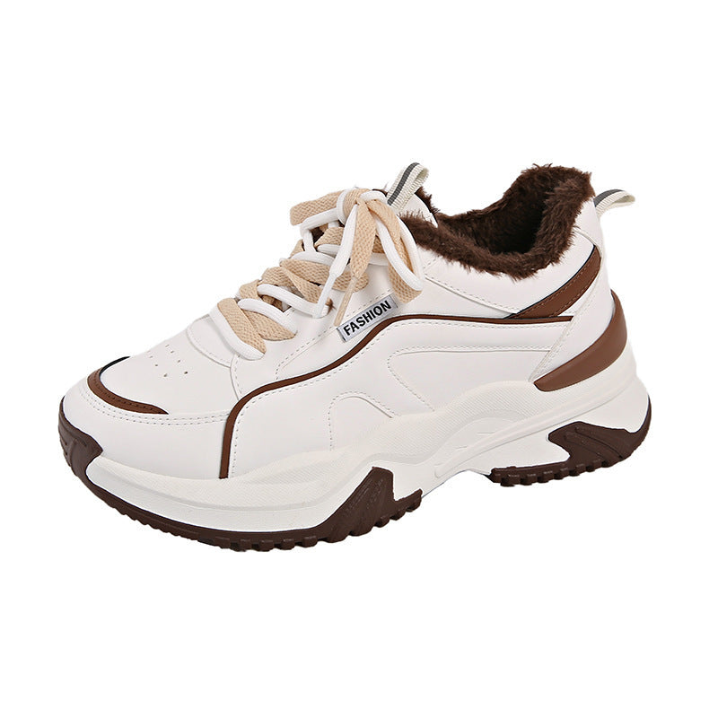 Damen modische Chunky Sneakers mit warmem Innenfutter EB