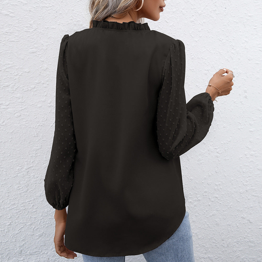 Damen elegante Bluse mit strukturierten Ärmel-Details EB
