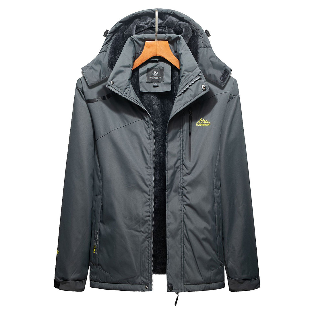 Herren Wasserabweisender Outdoorparka mit Teddyfutter, abnehmbarer Kapuze und Reißverschlusstaschen EB