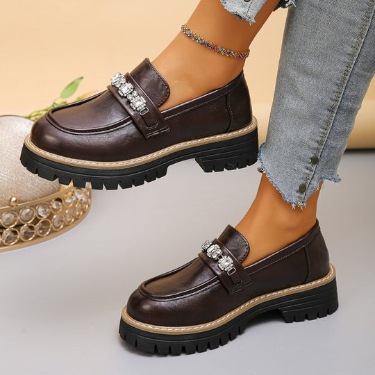 Damen Elegante und bequeme Mokassins mit dekorativen Kristallen EB