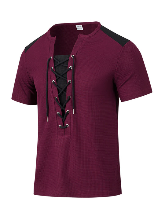 Herren Kurzarm Shirt mit sportlichem Schnürdesign EB