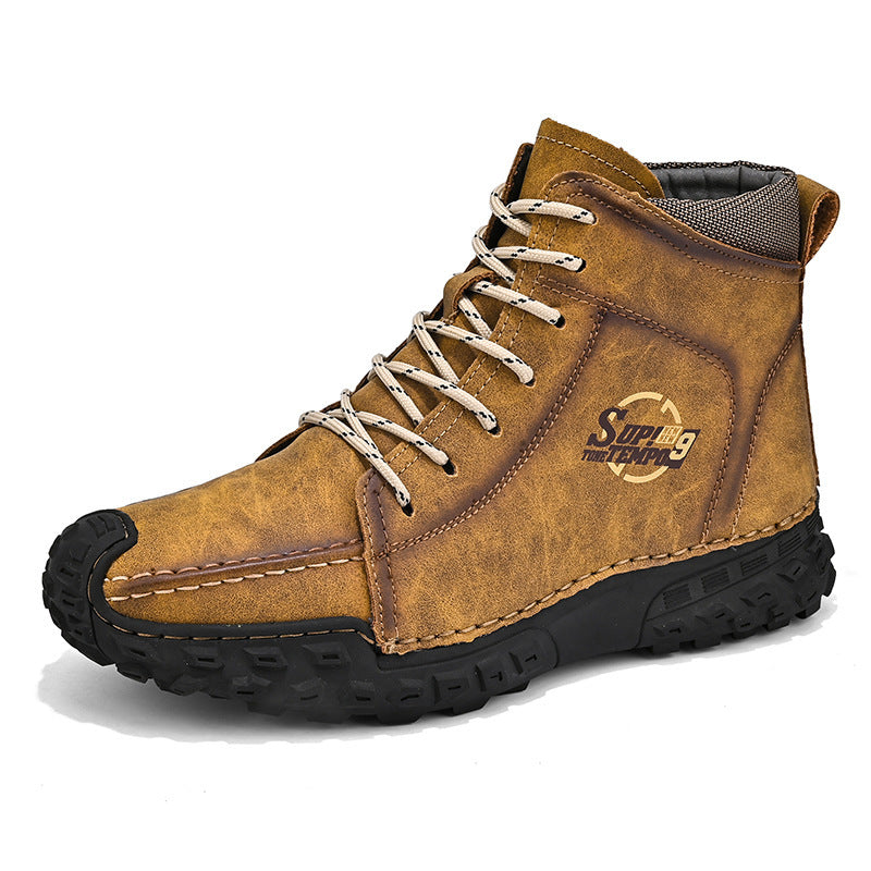 Damen robuste Schnürboots aus Kunstleder mit rutschfester Profilsohle EB