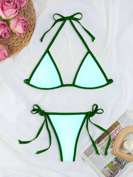 Damen Triangel-Bikini-Set mit individuell anpassbarem Kordelzug EB
