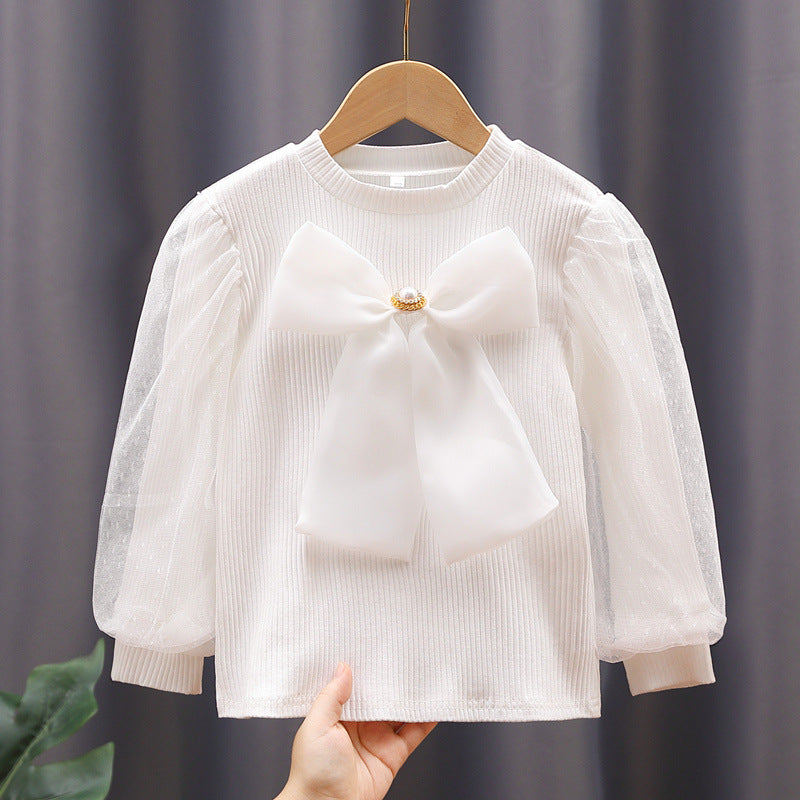 Damen Bluse mit Puffärmeln und Schleife EB