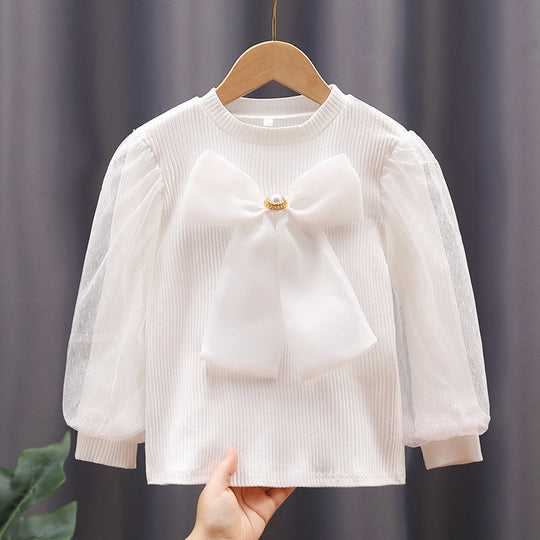 Damen Bluse mit Puffärmeln und Schleife EB