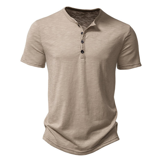Herren Kurzarm-Henley-Shirt mit klassischem Knopfdesign EB