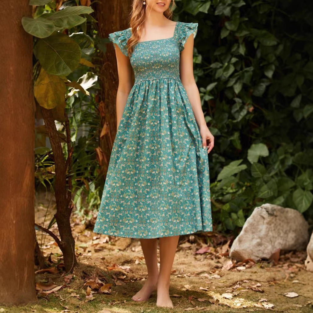 Damen Maxikleid mit tailliertem Schnitt und romantischen Rüschendetails EB