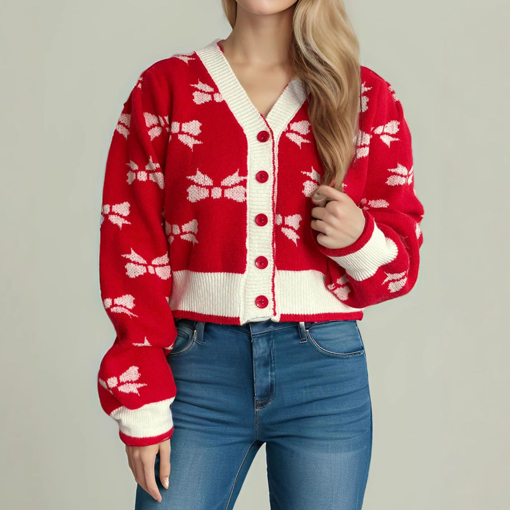 Damen Strickjacke mit verspieltem Schmetterlingsmotiv und dekorativen Knöpfen EB