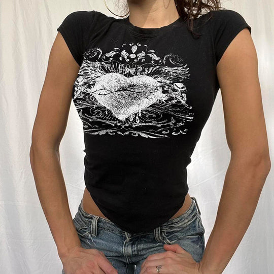 Damen T-Shirt mit kunstvollem Herz-Design EB