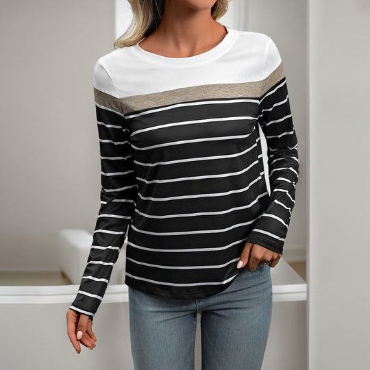 Damen Langarmshirt mit modernem Streifenmuster und lässigem Schnitt EB