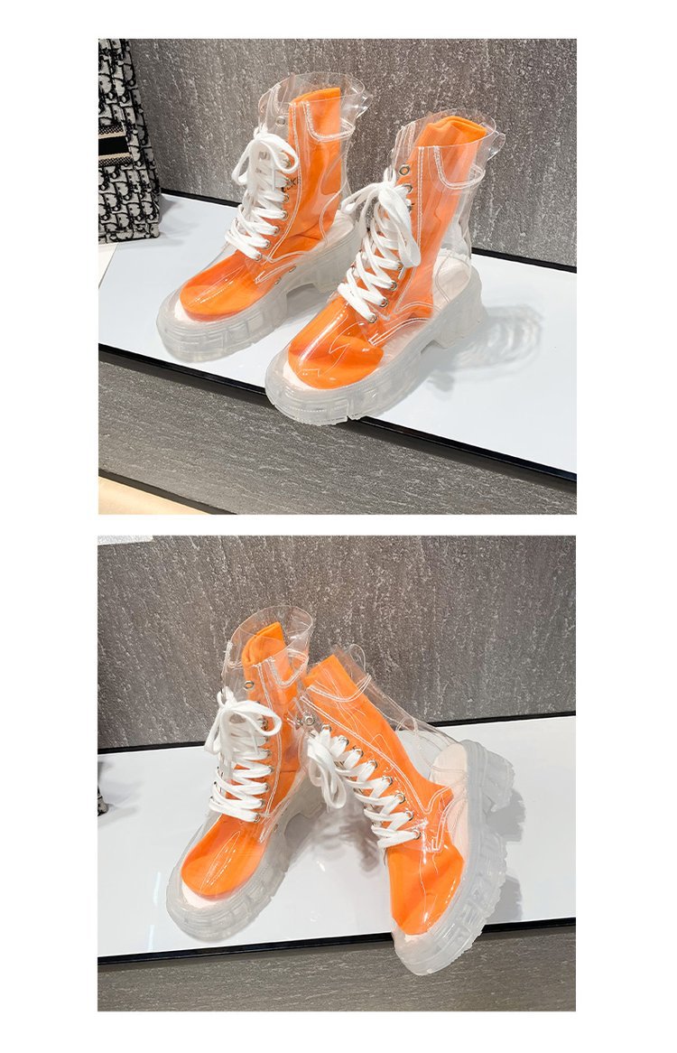 Damen trendige Stiefeletten im transparenten Design mit knalligem Detail EB