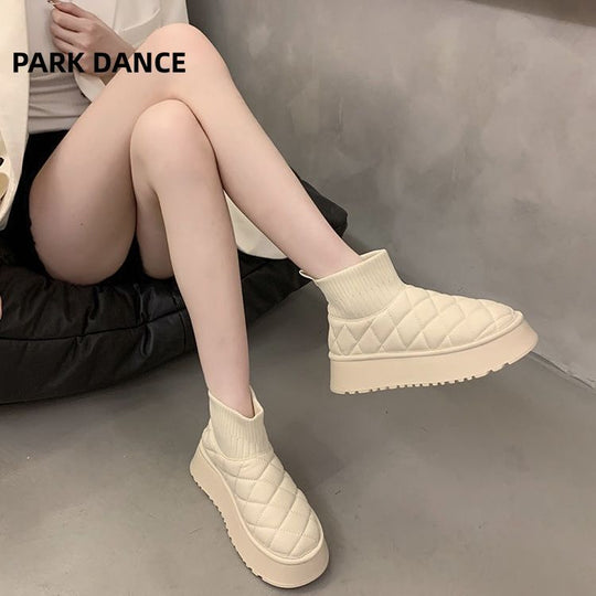 Damen Komfortable und stylische Chunky Slip-On Sneakers mit gestepptem Design EB