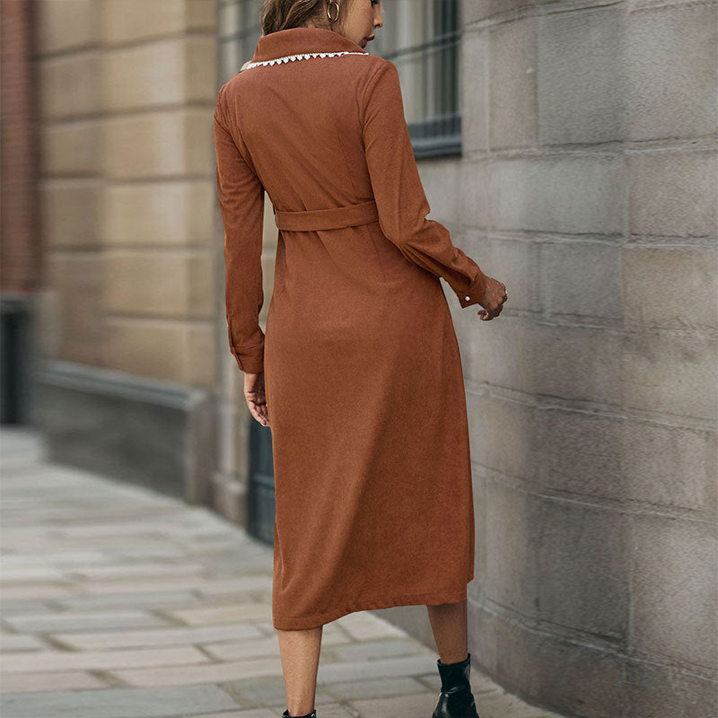 Damen Hemdkleid mit eleganter Knopfleiste und schickem Taillengürtel EB