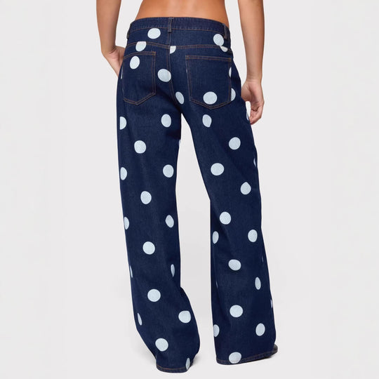 Damen Polka-Dot Denim-Set mit lässiger Schnittführung und angesagten Details EB