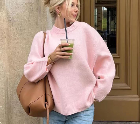 Damen lässiger Pullover mit überschnittenen Schultern EB
