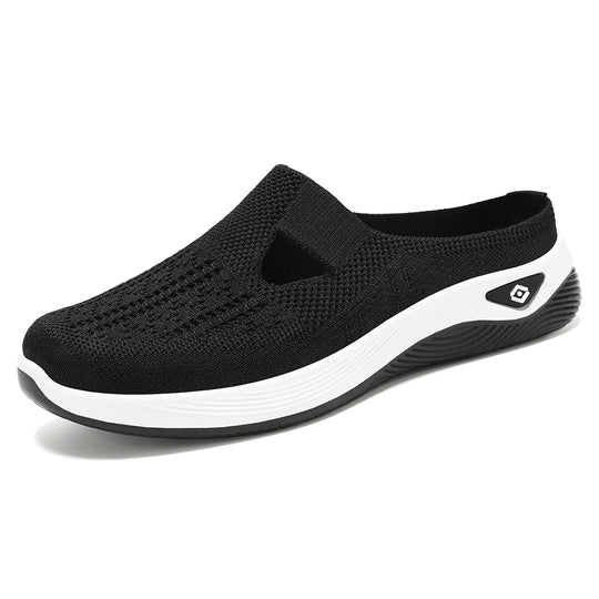 Damen nan atmungsaktive Strick-Slipper Clog mit seitlicher Cut-Out-Öffnung, dämpfender EVA- und PU-Zwischensohle EB