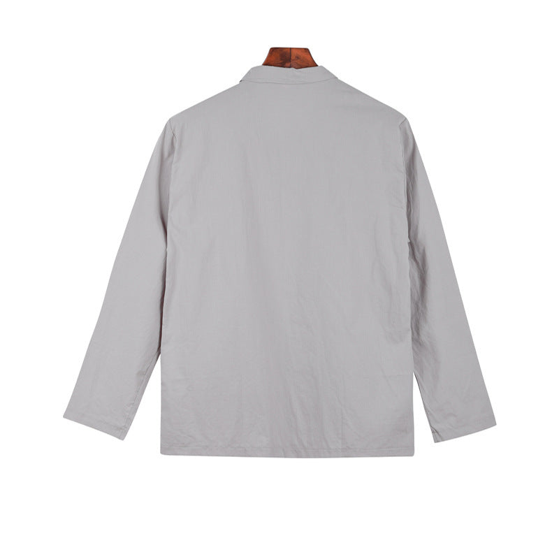 Herren lässige Leinenjacke mit dekorativen Knopfdetails und minimalistischer Schnittführung EB