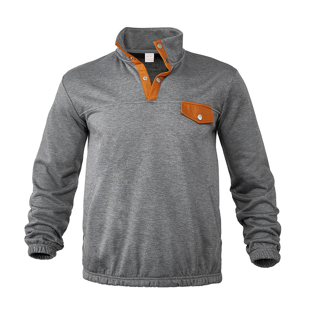 Herren Pullover mit praktischer Knopfleiste und Brusttasche EB