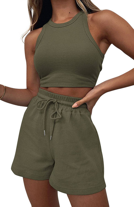 Damen hochwertiges Sport-Set mit Racerback-Top und Shorts EB