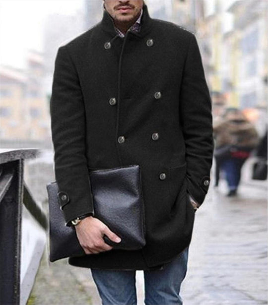 Herren eleganter Wintermantel mit doppelter Knopfleiste und wärmendem Innenfutter EB
