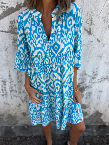 Damen lässiges Strandkleid mit lockerer Passform und schickem Druck EB