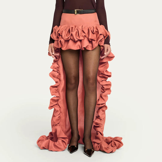 Damen High-Low Rock mit voluminösen Rüschendetails EB
