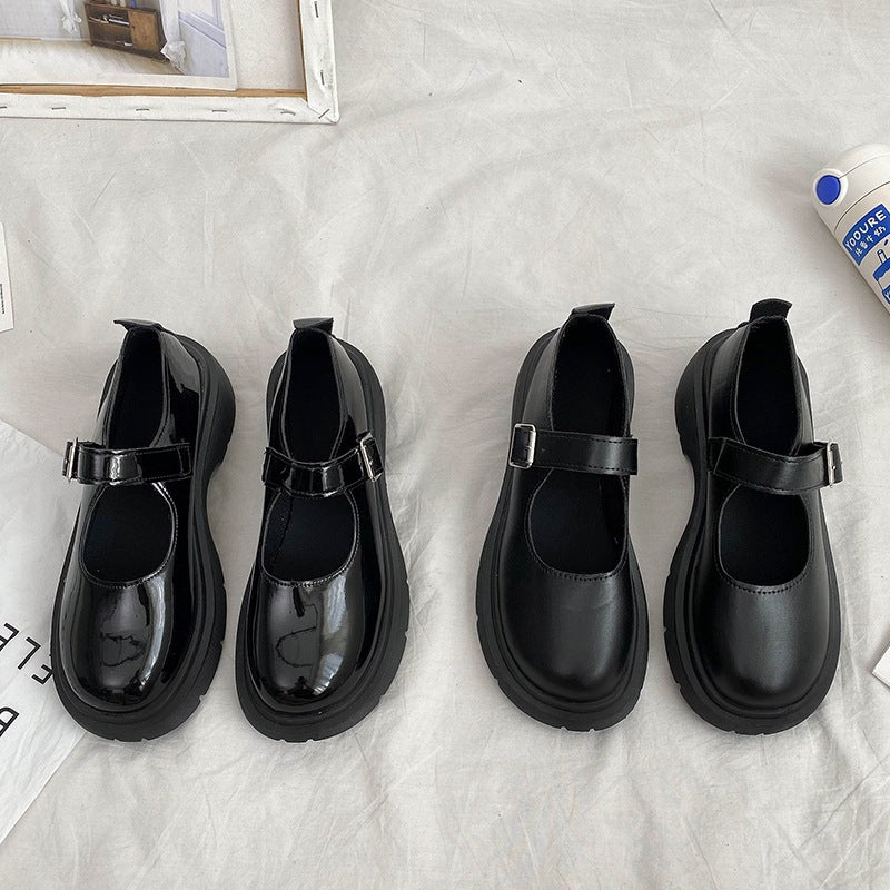 Damen Modische Lackleder-Schuhe mit verstellbarem Riemchen EB