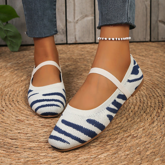Damen bequeme Ballerinas mit elastischem Riemen EB