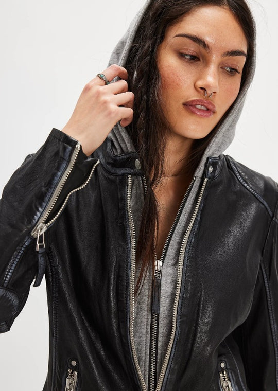 Damen stylische jacke mit abnehmbarer Kapuze EB