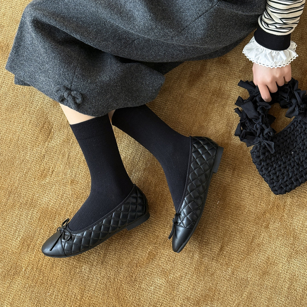 Damen Ballerinas mit elegantem Schleifendetail aus hochwertigem Leder EB