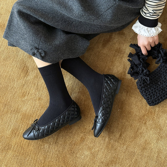 Damen Ballerinas mit elegantem Schleifendetail aus hochwertigem Leder EB