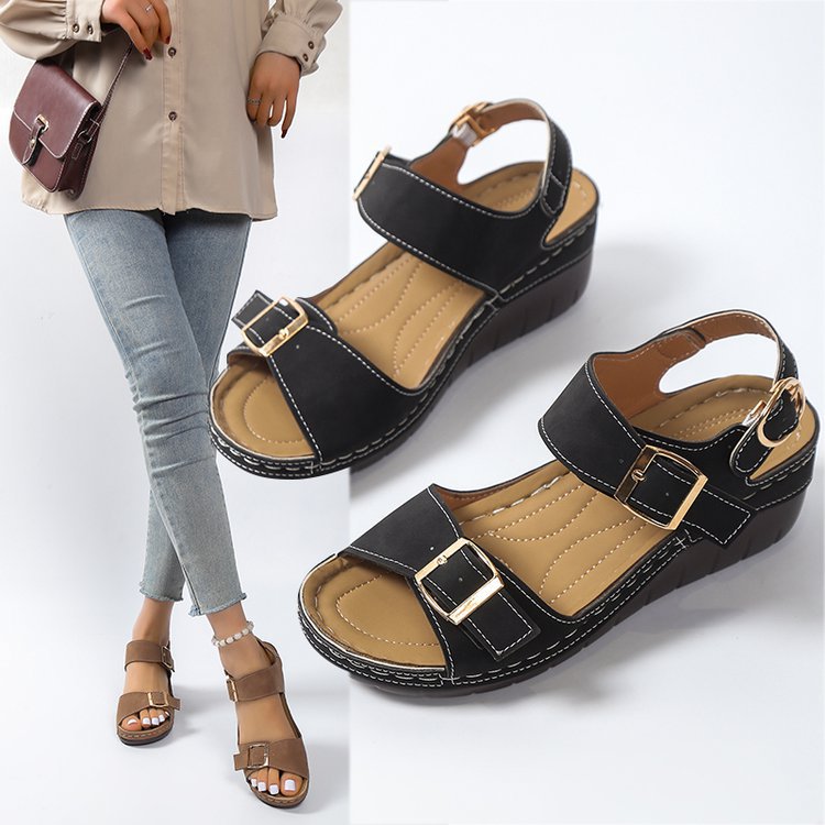 Damen Komfortable Wedge-Sandalen mit verstellbaren Riemen EB