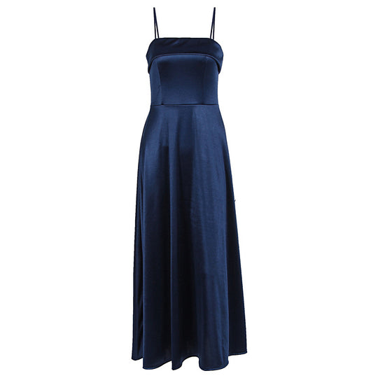 Damen Abendkleid mit feinen Spaghettiträgern und fließendem Rock EB