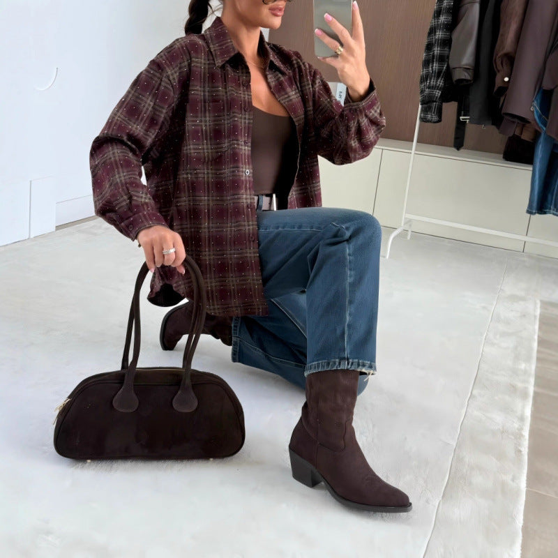 Damen Karierte Oversized-Hemd EB
