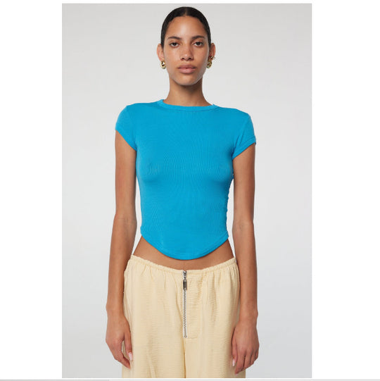 Damen körpernahes Kurzarm-Shirt mit Rundhalsausschnitt EB
