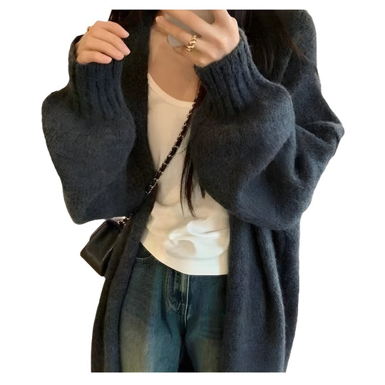 Damen Kuscheliger Strickcardigan mit lässigem Schnitt und weitem Kragen EB