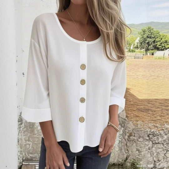 Damen Elegantes und lässiges Blusenshirt mit Knopfdetail EB