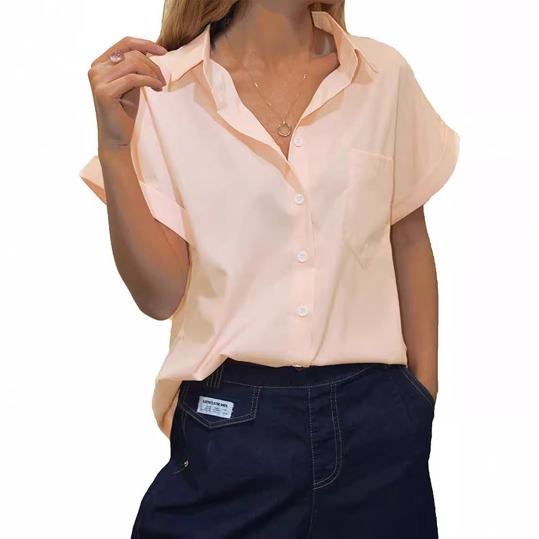 Damen elegant geschnittene Kurzarmbluse EB