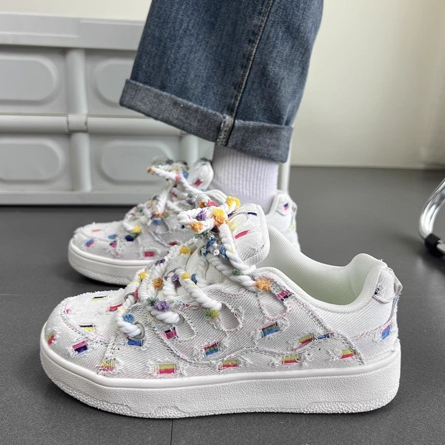 Damen Trendige Sneakers mit bunten Applikationen EB