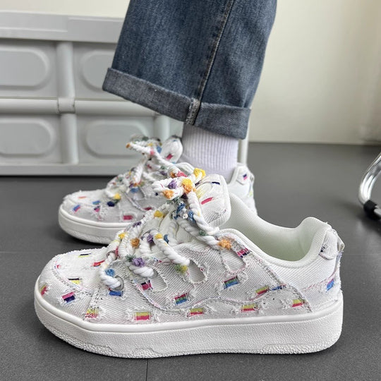 Damen Trendige Sneakers mit bunten Applikationen EB