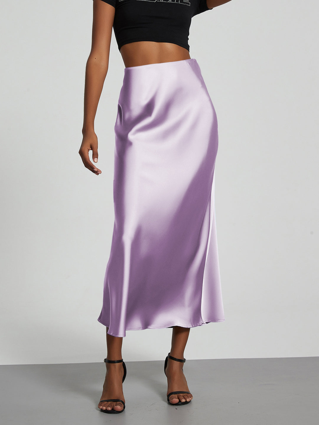 Damen Elegante und fließende Satin Maxiröcke EB