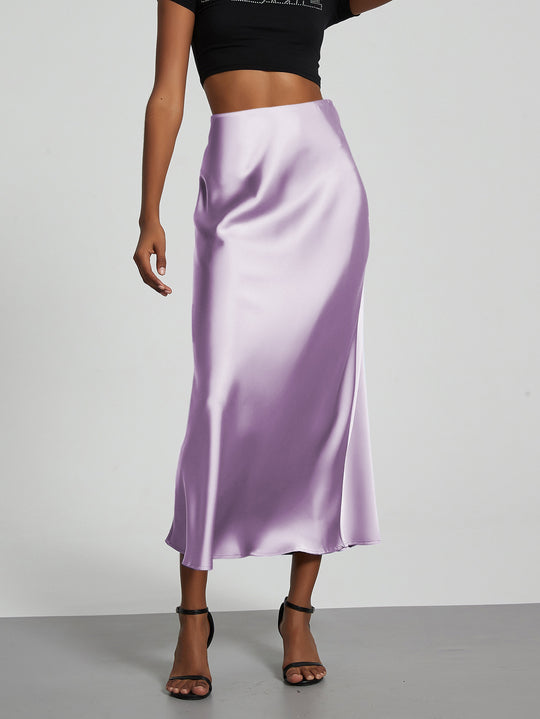 Damen Elegante und fließende Satin Maxiröcke EB