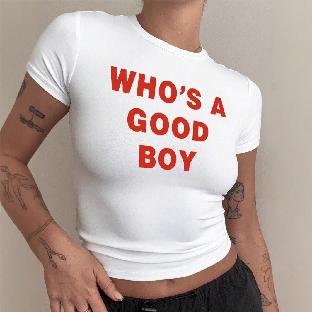 Damen Figurbetontes T-Shirt mit statement Hoodie EB