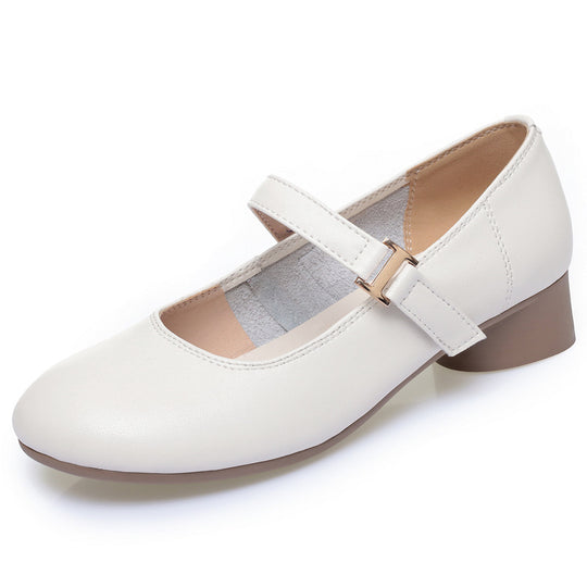 Damen Mary Jane Ballerinas mit verstellbarem Riemen und bequemem Blockabsatz EB