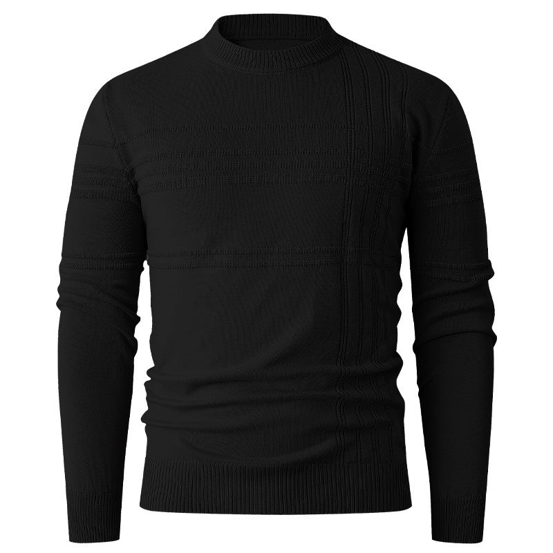 Herren nan Feinstrick-Pullover Rundhals mit geprägter Streifenstruktur und schmaler Silhouette EB