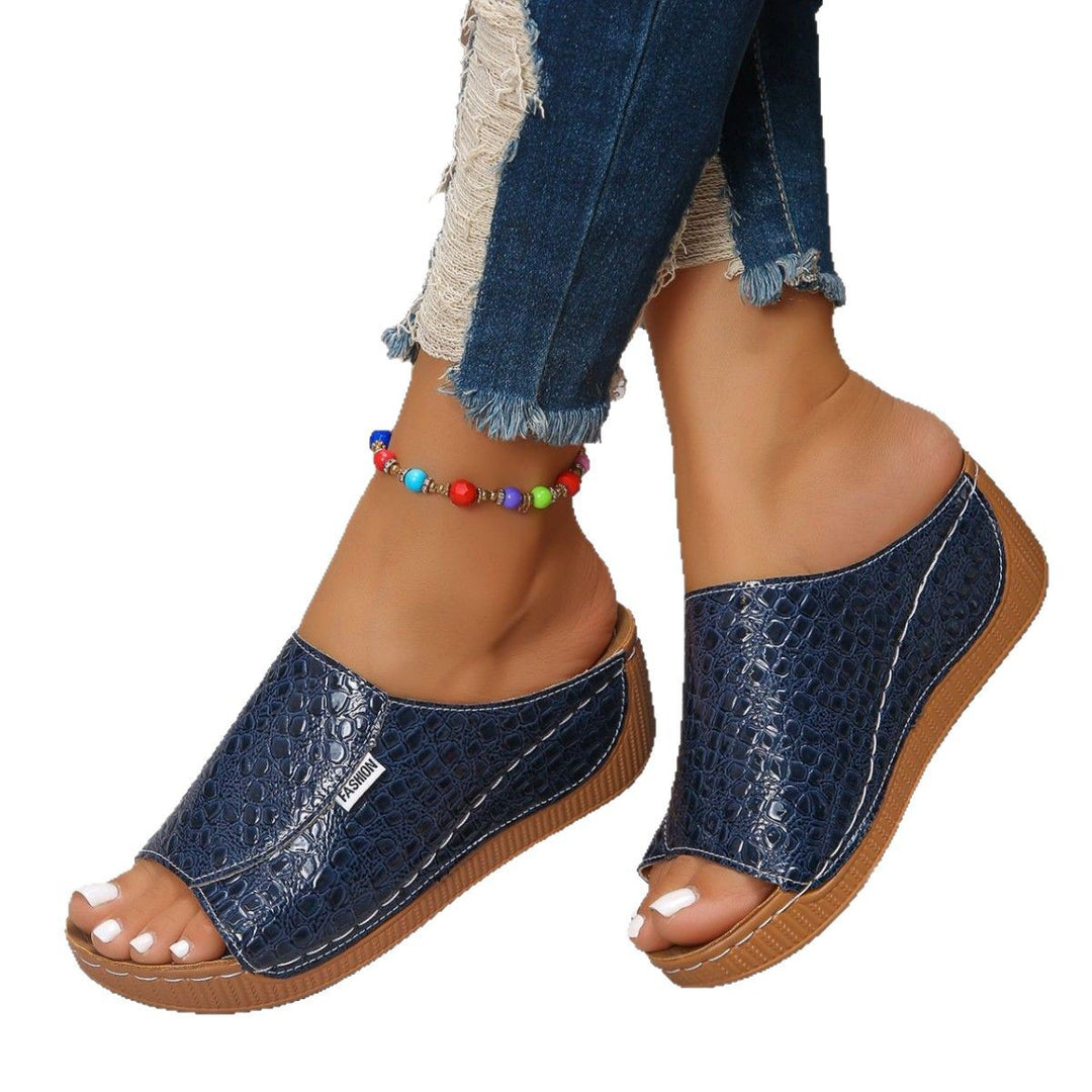 Damen Komfortable Mules mit modischem Krokodil-Prägung und ergonomischer Sohle EB