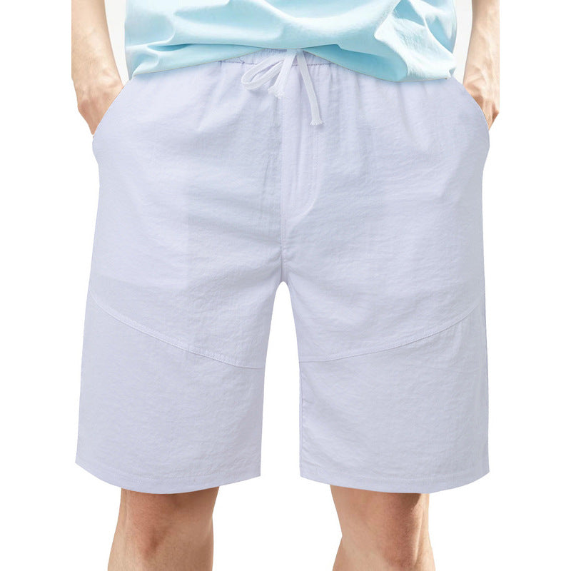 Herren nan knielange Leinenmix-Shorts mit elastischem Kordelzugbund und seitlichen Schubtaschen EB
